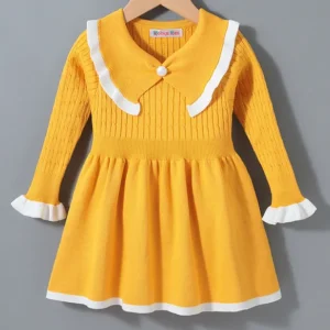 Full Sleeves Winter Frock - Yellow