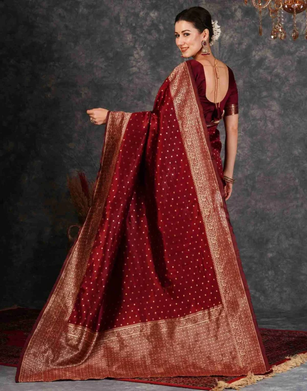 Maroon Banarasi Silk Saree - Image 5