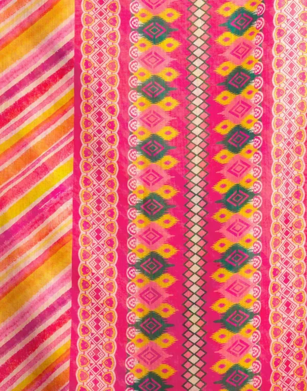 Pink Linen Printed Saree - Image 7